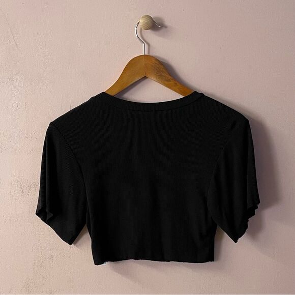 Naked Wardrobe Black Ribbed Crop Top Size M GUC - Picture 4 of 11